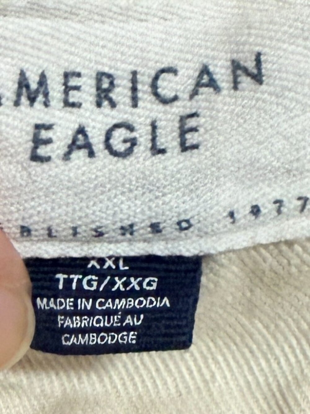 American Eagle White Sweatshirt with Green Fuzzy Lettering Size XXL - Picture 5 of 5